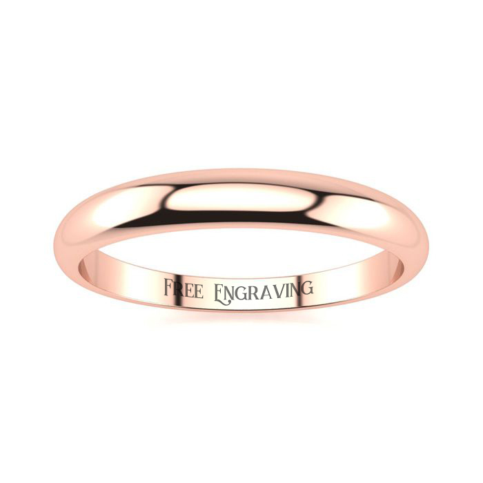 Rose Gold (1.6 g) 3MM Heavy Tapered Ladies & Mens Wedding Band, Size 3.5, Free Engraving by SuperJeweler
