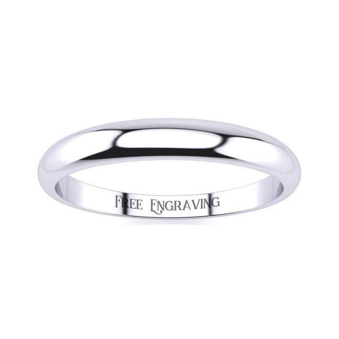 10K White Gold (3.1 G) 3MM Heavy Tapered Ladies & Men's Wedding Band, Size 17, Free Engraving By SuperJeweler