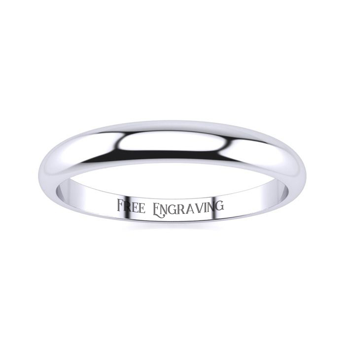 14K White Gold (2.6 G) 3MM Heavy Tapered Ladies & Men's Wedding Band, Size 11, Free Engraving By SuperJeweler