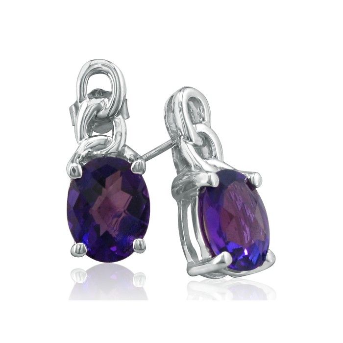 Open Chain Design 3 Carat Amethyst Earrings in White Gold by SuperJeweler