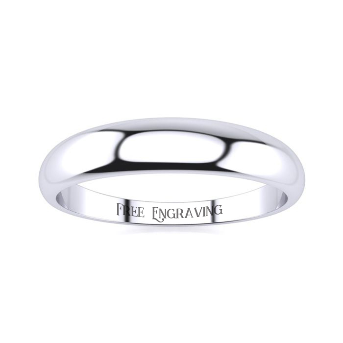 White Gold (3.5 g) 4MM Heavy Tapered Ladies & Men's Wedding Band, Size 16, Free Engraving by SuperJeweler