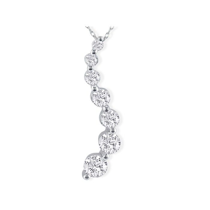 1/2 Carat 7 Diamond Journey Diamond Pendant Necklace 14k White Gold (2.5 G), I/J, 18 Inch Chain By SuperJeweler