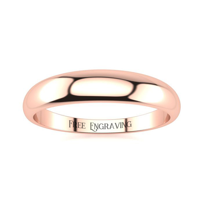 18K Rose Gold (3.5 g) 4MM Heavy Tapered Ladies & Men's Wedding Band, Size 11, Free Engraving by SuperJeweler