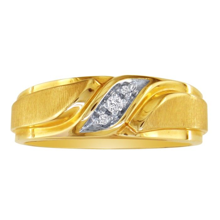 Men's Promise Ring w/ Three Diamonds in Yellow Gold (5.2 g),  by SuperJeweler