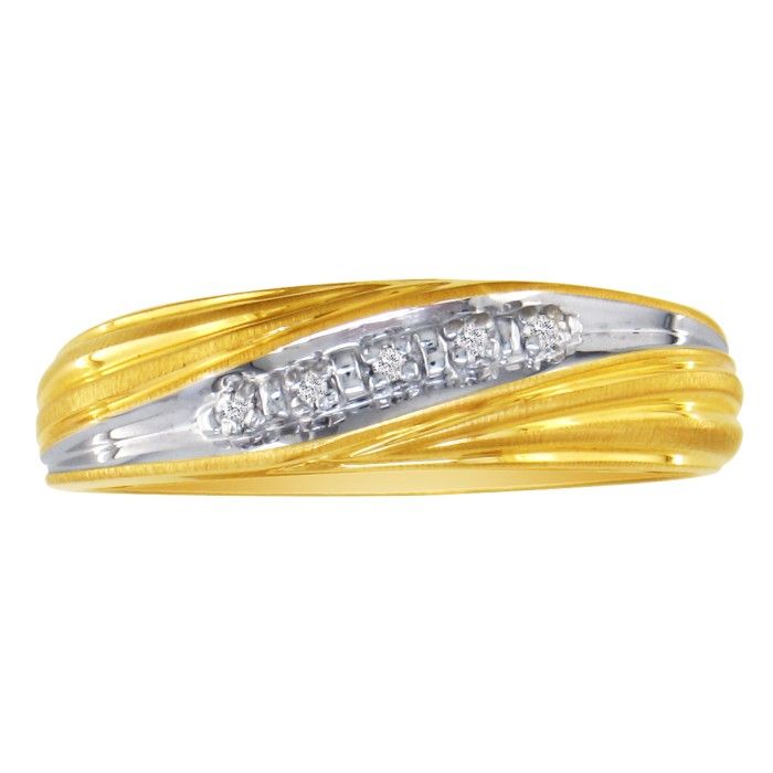 Men's Promise Ring w/ Five Diamonds in Yellow Gold (5 g),  by SuperJeweler