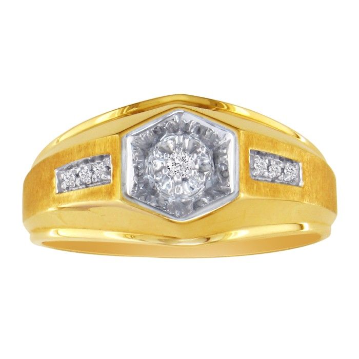 Men's Promise Ring w/ 7 Diamonds in Yellow Gold (4.6 g),  by SuperJeweler