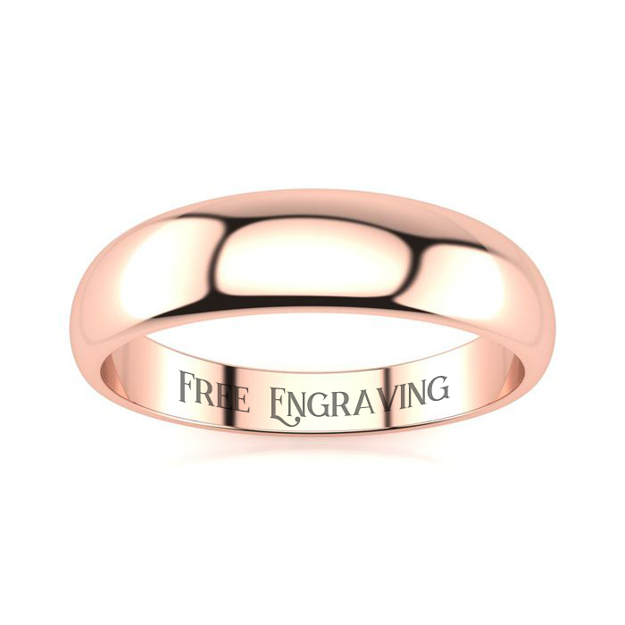 18K Rose Gold (5 G) 5MM Heavy Tapered Ladies & Men's Wedding Band, Size 13.5, Free Engraving By SuperJeweler