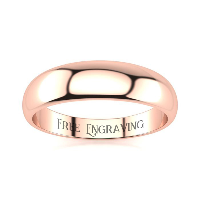 18K Rose Gold (5.3 G) 5MM Heavy Tapered Ladies & Men's Wedding Band, Size 15, Free Engraving By SuperJeweler