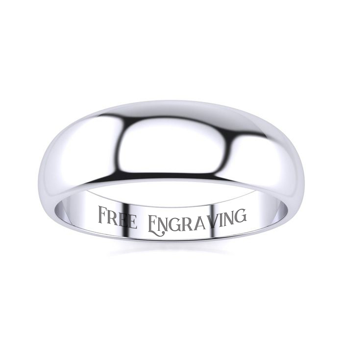 14K White Gold (4.9 g) 6MM Heavy Tapered Ladies & Men's Wedding Band, Size 12, Free Engraving by SuperJeweler