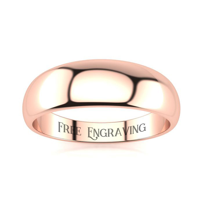 18K Rose Gold (4 g) 6MM Heavy Tapered Ladies & Men's Wedding Band, Size 5.5, Free Engraving by SuperJeweler