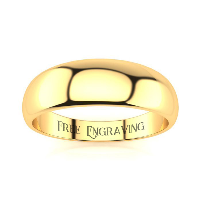 18K Yellow Gold (4.5 g) 6MM Heavy Tapered Ladies & Men's Wedding Band, Size 6.5, Free Engraving by SuperJeweler