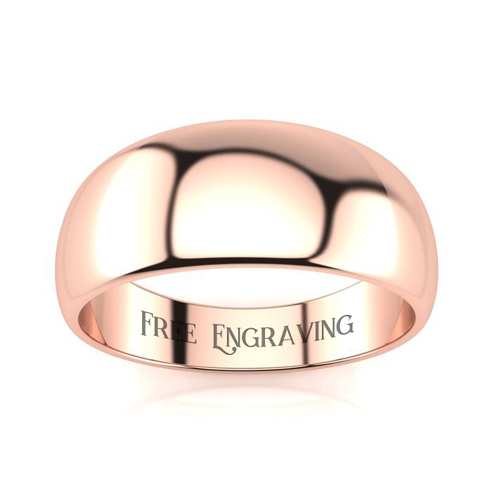 18K Rose Gold (5.4 g) 8MM Heavy Tapered Ladies & Men's Wedding Band, Size 5.5, Free Engraving by SuperJeweler