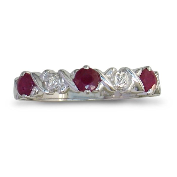 Ruby and Diamond Band in 10k White Gold