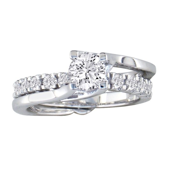 Interlocking Spiraling 7/8 Carat Diamond Bridal Engagement Ring Set in 14k White Gold (6 g) (, SI2-I1) by SuperJeweler