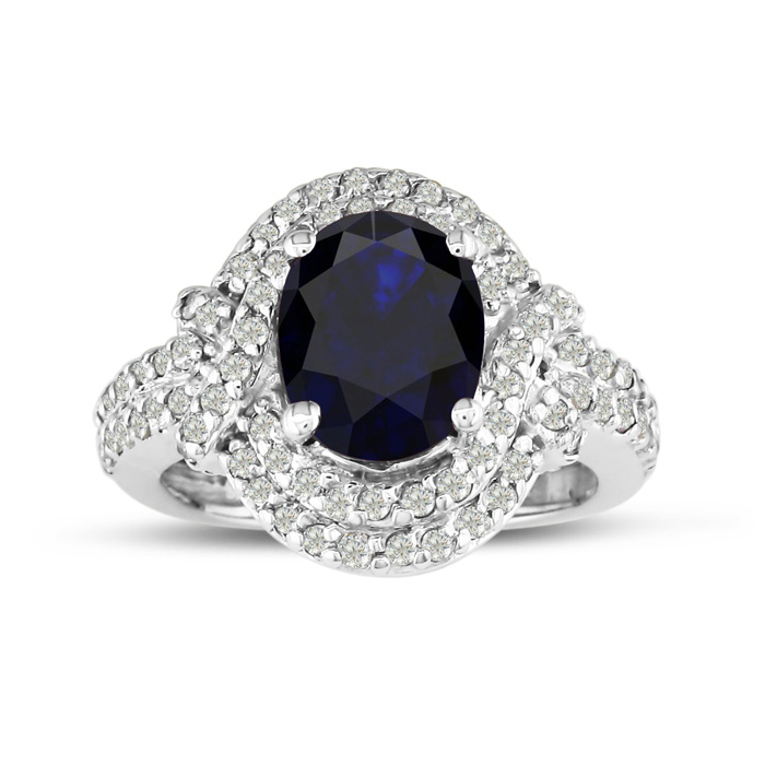 Master crafted 3 Carat Sapphire & Diamond Ring in 14k White Gold (7.7 g),  by SuperJeweler