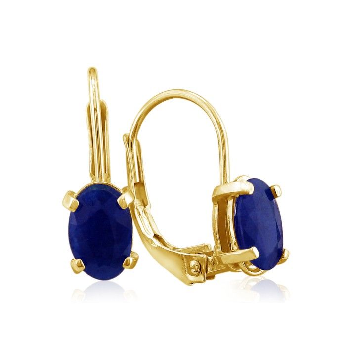 1.25 Carat Oval Shape Sapphire Leverback Earrings in 14K Yellow Gold (1 gram) by SuperJeweler