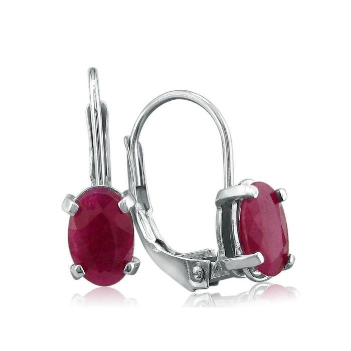 1.25 Carat Oval Shape Ruby Leverback Earrings in 14K White Gold (1 gram) by SuperJeweler