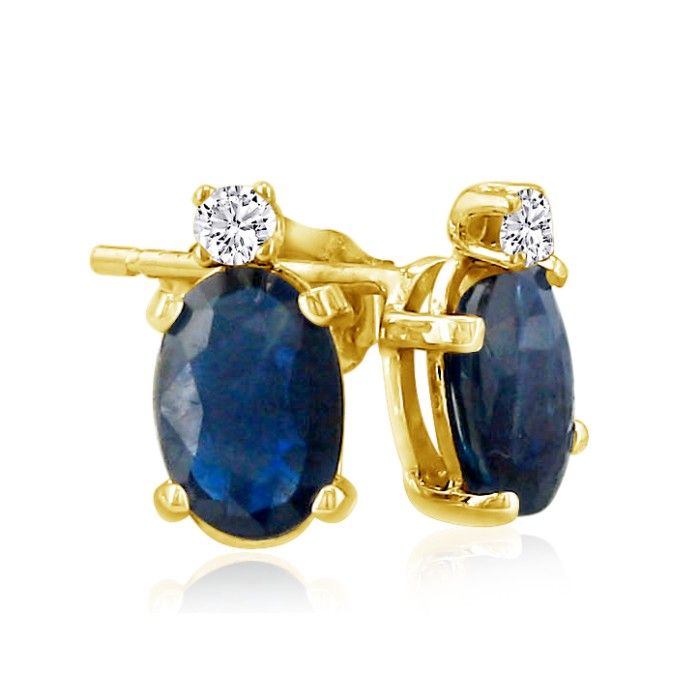 14k Yellow Gold Oval Sapphire Earrings