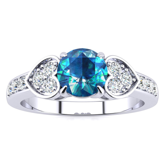 2/3 Carat Blue & White Diamond Promise Ring in 14K White Gold (2.50 g),  by SuperJeweler