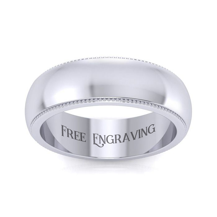 18K White Gold (8.5 g) 6MM Comfort Fit Milgrain Ladies & Men's Wedding Band, Size 6.5, Free Engraving by SuperJeweler