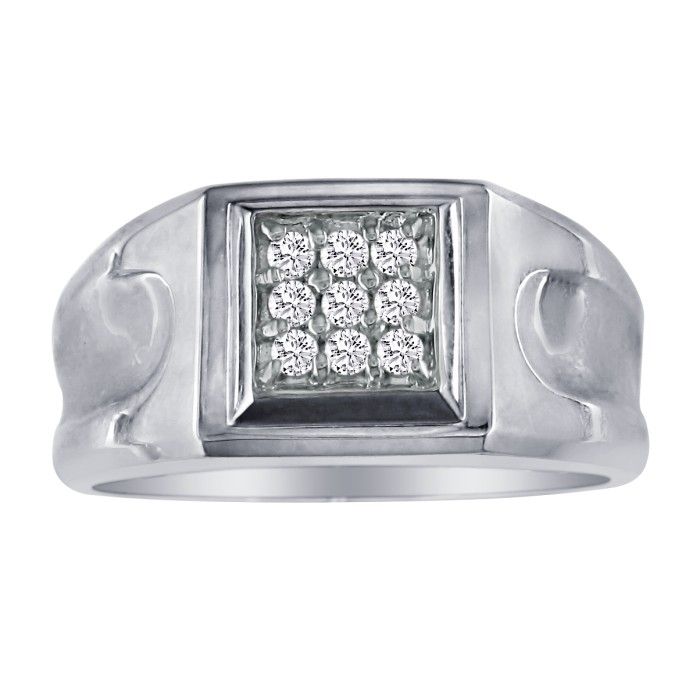 1/5 Carat 9-Diamond Stylish Men's Ring, White Gold (4.3 g),  by SuperJeweler