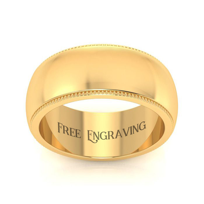 18K Yellow Gold (12.8 g) 8MM Comfort Fit Milgrain Ladies & Men's Wedding Band, Size 17, Free Engraving by SuperJeweler