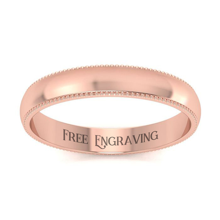 18K Rose Gold (3.5 g) 3MM Milgrain Ladies & Men's Wedding Band, Size 17, Free Engraving by SuperJeweler