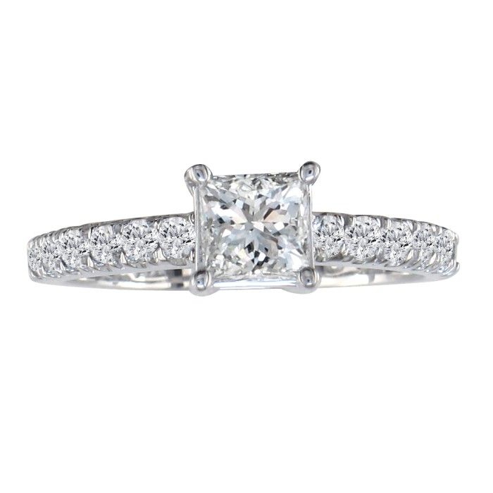 1.25 Carat Princess Cut Diamond Engagement Ring in 14k White Gold (, SI2-I1) by SuperJeweler