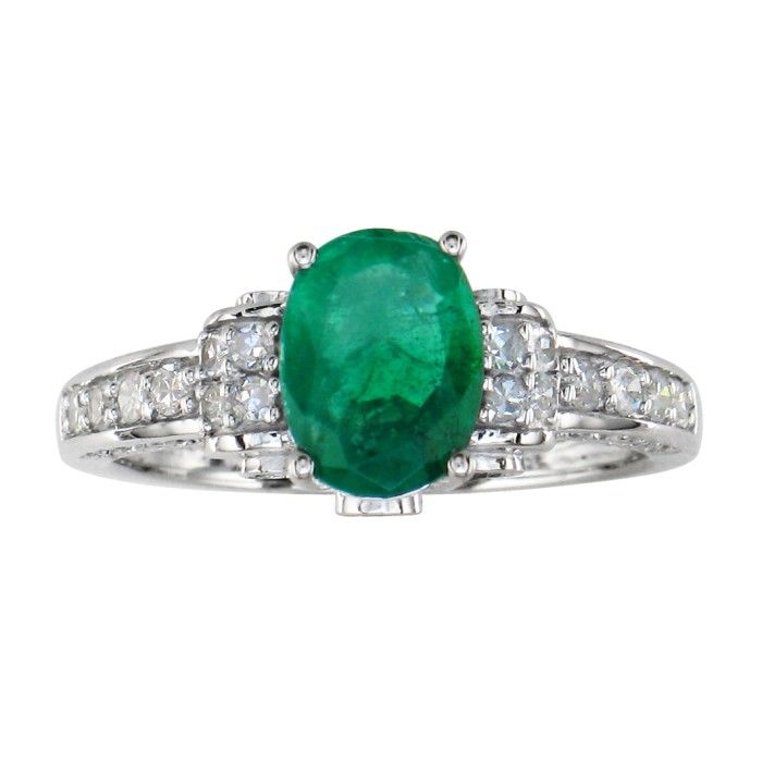 White Gold 1 3/5 Carat Oval Emerald Cut & Diamond Ring in 14k White Gold,  by SuperJeweler