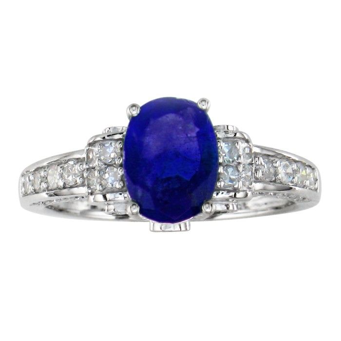 White Gold 1 6/7 Carat Oval Sapphire & Diamond Ring in 14k White Gold,  by SuperJeweler