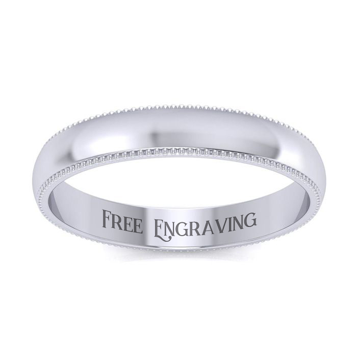 White Gold (3.5 G) 3MM Heavy Comfort Fit Milgrain Ladies & Men's Wedding Band, Size 6.5, Free Engraving By SuperJeweler