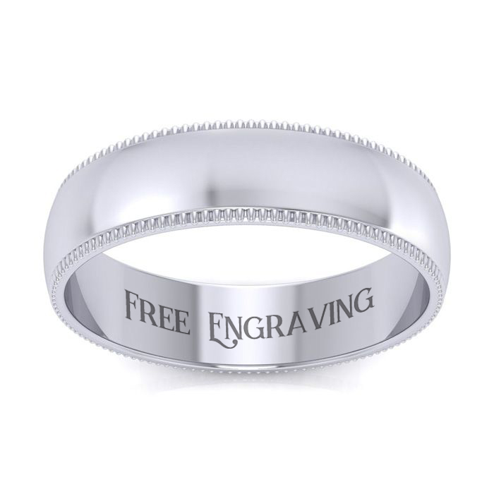 14K White Gold (9.6 g) 5MM Heavy Comfort Fit Milgrain Ladies & Men's Wedding Band, Size 17, Free Engraving by SuperJeweler