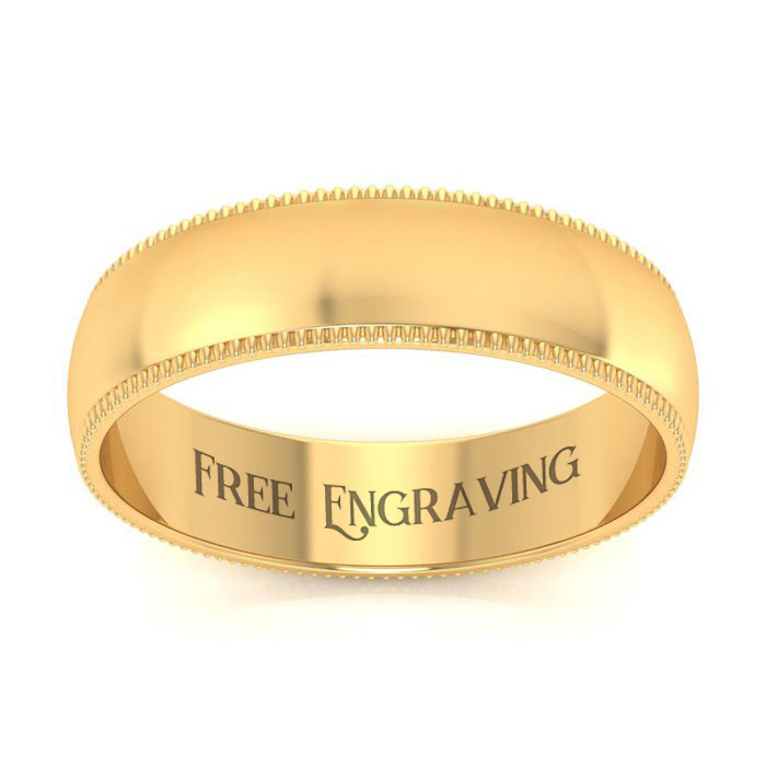 18K Yellow Gold (10 g) 5MM Heavy Comfort Fit Milgrain Ladies & Men's Wedding Band, Size 14, Free Engraving by SuperJeweler