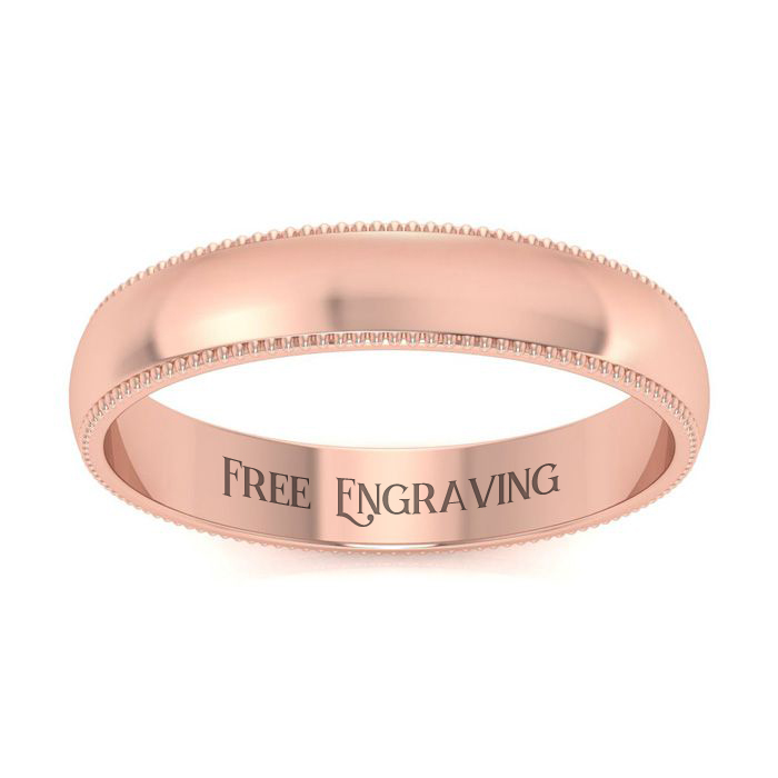 Rose Gold (4.2 g) 4MM Heavy Milgrain Ladies & Men's Wedding Band, Size 4.5 by SuperJeweler