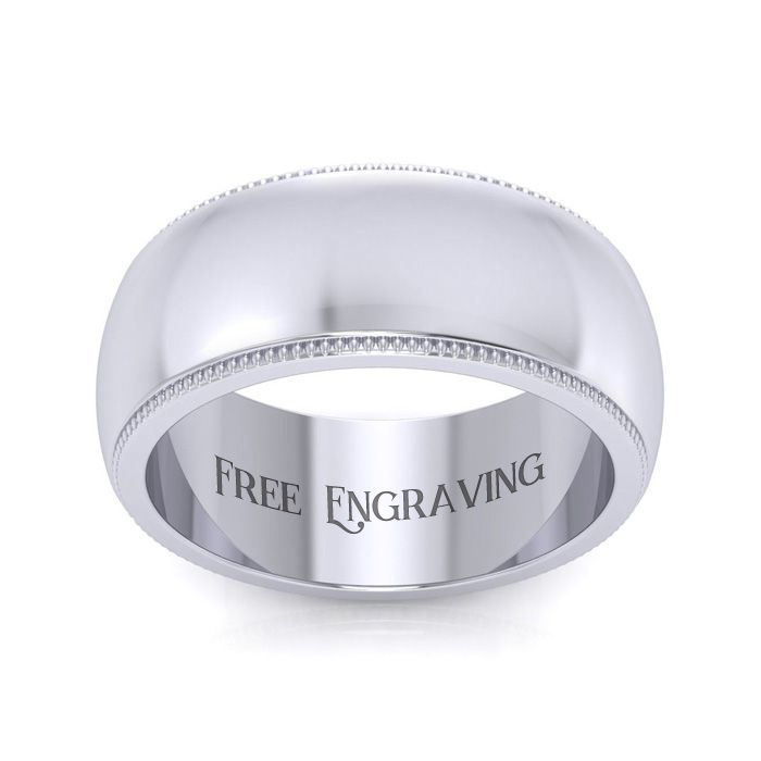 White Gold (6.8 g) 8MM Heavy Milgrain Ladies & Men's Wedding Band, Size 3, Free Engraving by SuperJeweler