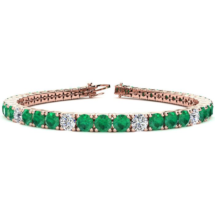 9 1/3 Carat Emerald Cut & Diamond Alternating Tennis Bracelet in 