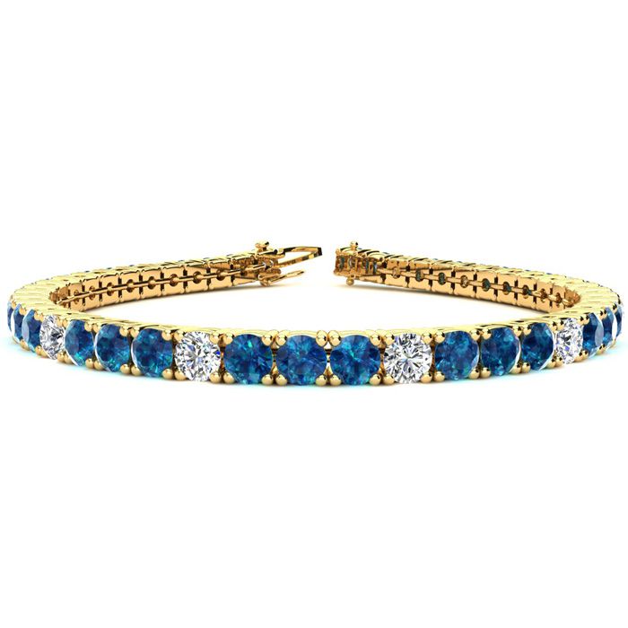 7 3/4 Carat Blue & White Diamond Alternating Tennis Bracelet in 14K Yellow Gold (10.3 g), 6 Inches,  by SuperJeweler