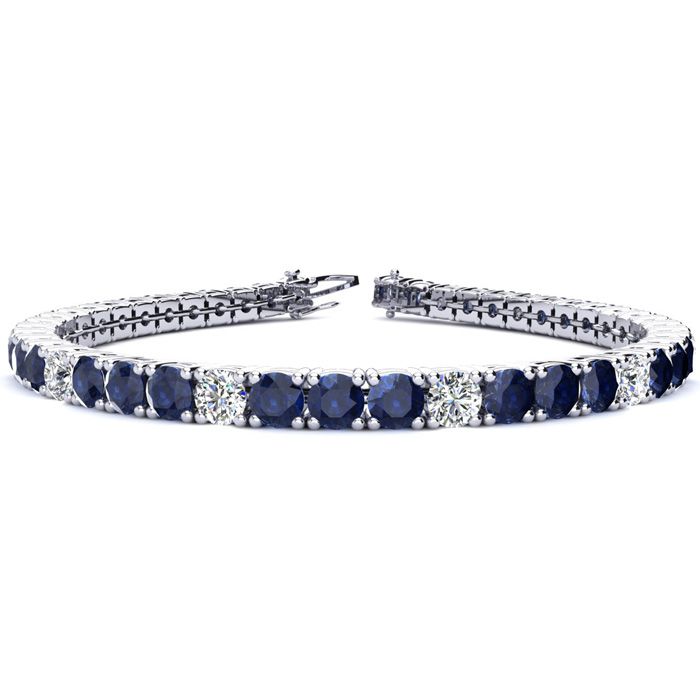 11.25 Carat Sapphire & Diamond Alternating Tennis Bracelet in 14K