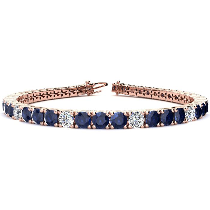 12 Carat Sapphire & Diamond Alternating Tennis Bracelet in 14K Ro