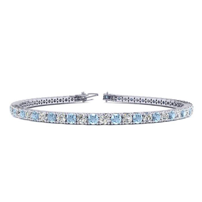 3 1/2 Carat Aquamarine & Diamond Tennis Bracelet in 14K White Gold (8.1 g), 6 Inches,  by SuperJeweler