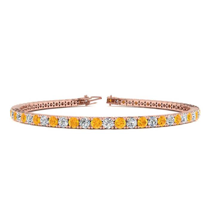 3 1/2 Carat Citrine & Diamond Tennis Bracelet in 14K Rose Gold (8.1 g), 6 Inches,  by SuperJeweler