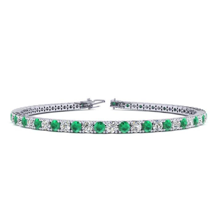 3 3/4 Carat Emerald Cut & Diamond Tennis Bracelet in 14K White Gold (8.1 g), 6 Inches,  by SuperJeweler