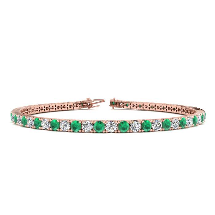 4 Carat Emerald Cut & Diamond Tennis Bracelet in 14K Rose Gold (8.7 g), 6 1/2 Inches,  by SuperJeweler