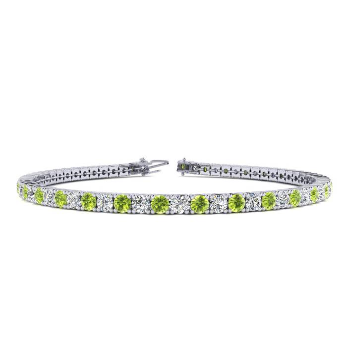 3 1/2 Carat Peridot & Diamond Tennis Bracelet in 14K White Gold (8.1 g), 6 Inches,  by SuperJeweler