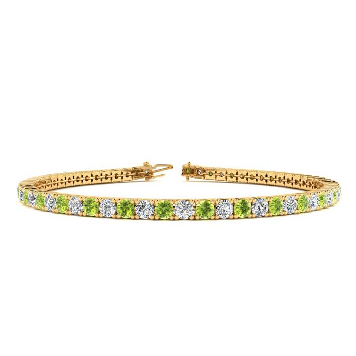 3 1/2 Carat Peridot & Diamond Tennis Bracelet in 14K Yellow Gold (8.1 g), 6 Inches,  by SuperJeweler