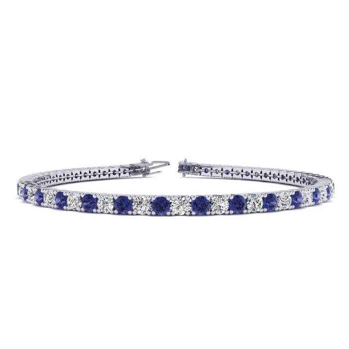 4 Carat Tanzanite & Diamond Tennis Bracelet in 14K White Gold (8.1 g), 6 Inches,  by SuperJeweler