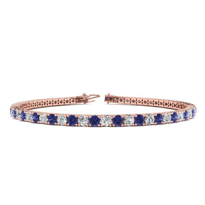 4 Carat Tanzanite & Diamond Tennis Bracelet in 14K Rose Gold (8.1 g), 6 Inches,  by SuperJeweler