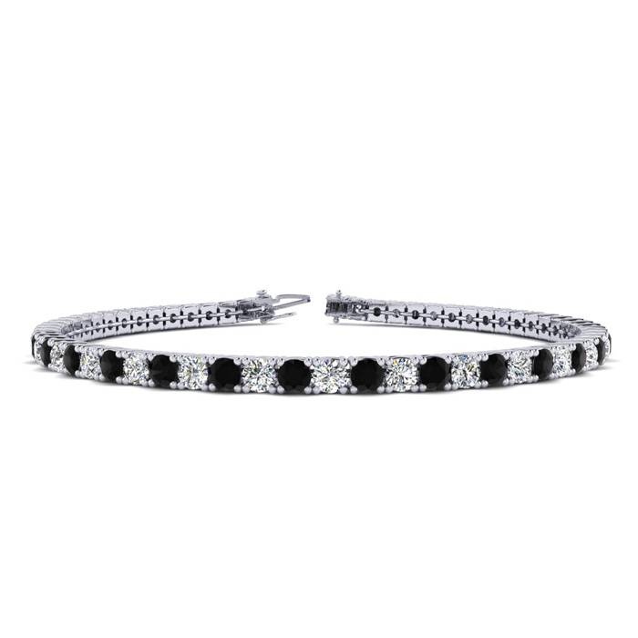 3 1/2 Carat Black & White Diamond Tennis Bracelet in 14K White Go