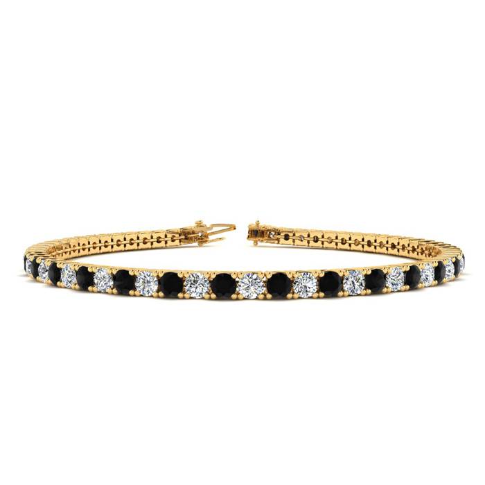 4 1/4 Carat Black & White Diamond Tennis Bracelet in 14K Yellow G