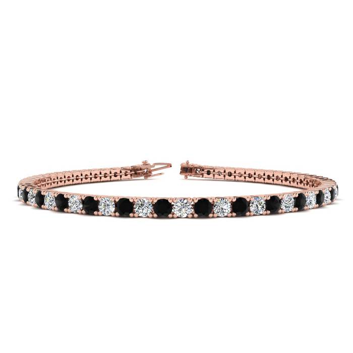 3 1/2 Carat Black & White Diamond Tennis Bracelet in 14K Rose Gol